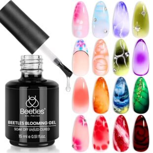 Beetles Blooming Gel 15ml Clear Uv Led Blossom Gel Polish for Spreading Effect Marble Natural Stone Watercolor Floral Print Soak off Diy Nail Art Design Manicure Gift for Women