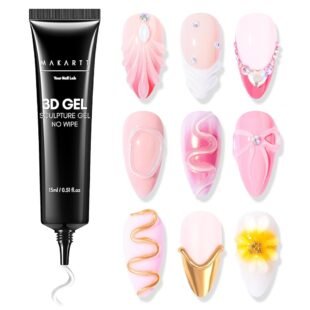 Makartt 3D Gel Nail Art - 3D Nail Gel Sculpting Gel Nail Glue 15g No Wipe Clear Gel Polish for Nail Designs DIY Nail Art Glue for Drawing, Molding, Sculpture, Gems and Decoration