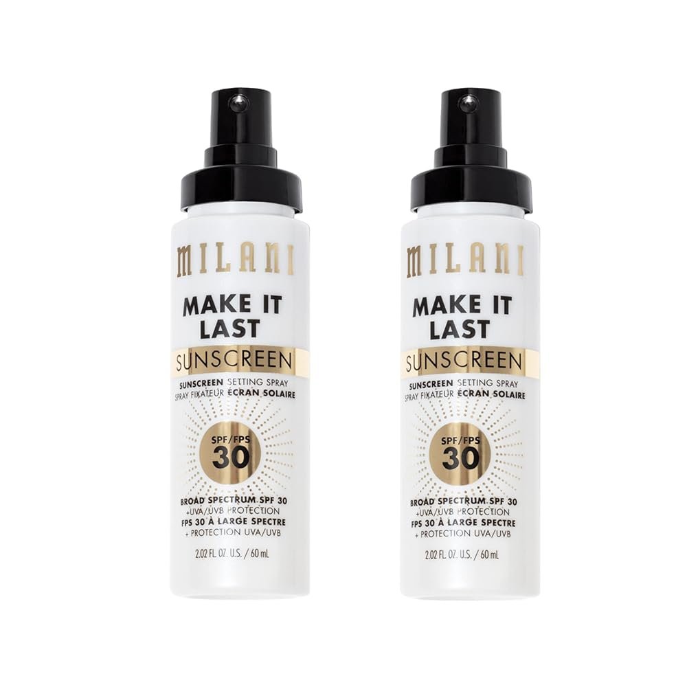 Milani Sunscreen Setting Spray + Primer, Make It Last Sunscreen for Face- SPF 30 UVA & UVB Protection Antioxidant Rich Formula for Broad Spectrum Protection, Prime + Set +...