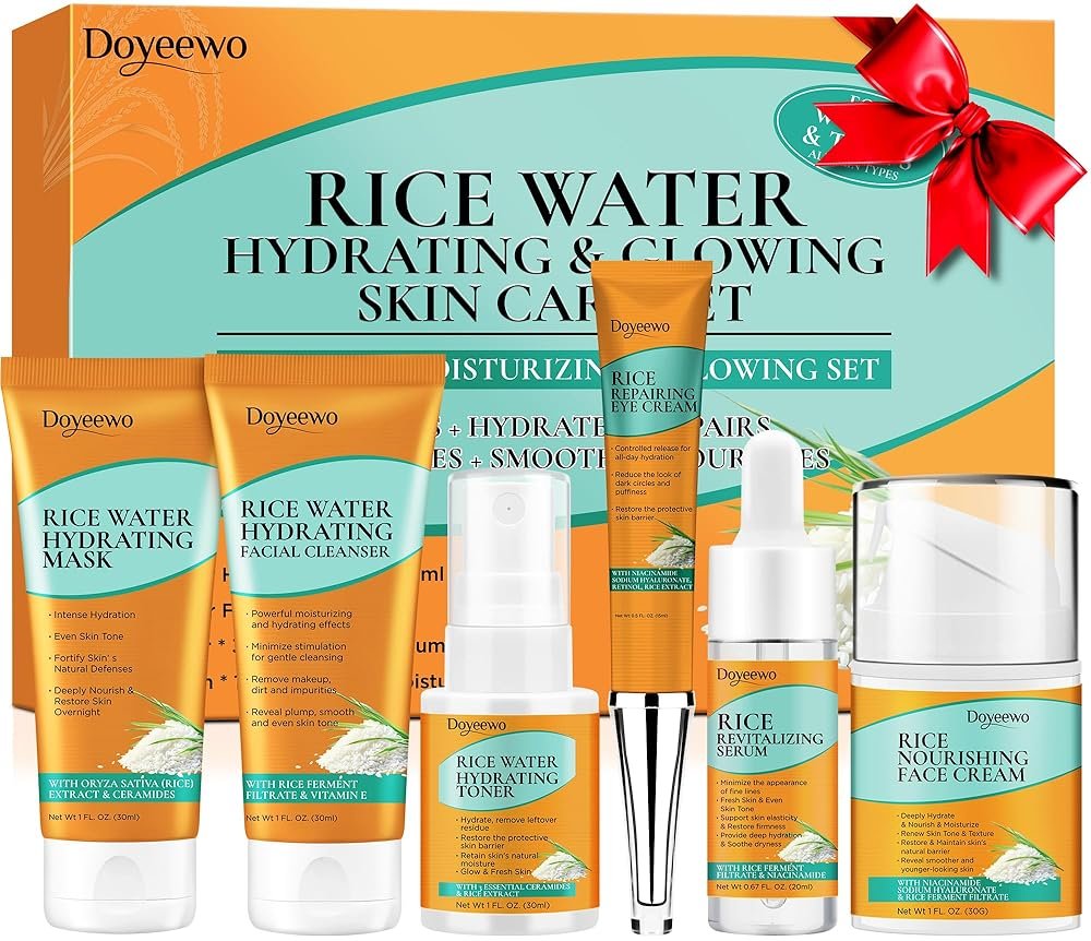 Skin Care Set,Women Teen Milk Skincare Rice Water Hydrate Glow Repair Anti-Aging Facial Routine Kit Gift Set for Womens Mom Wife Teenager Girl Birthday Trendy Stuff Christmas...