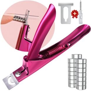 Violet Red Premium Adjustable Nail Clippers with Magnets Sizers for Acrylic Nails, Stainless Steel Nail Cutter Trimmer for Artificial Fake False Tips Manicure Sharp Blade Clip...